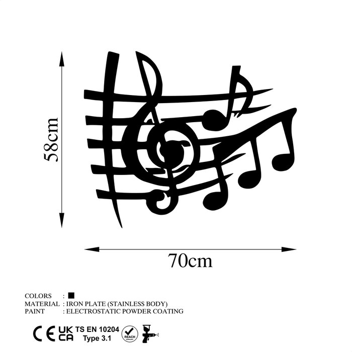 Wallity Musical 3 Accesorio de Pared Decorativo Negro